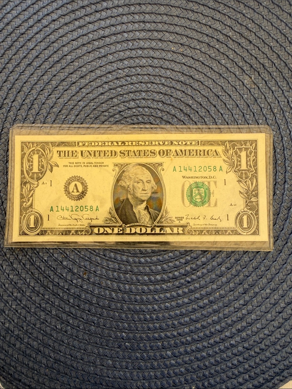 Misprinted United States One Dollar Bill - Clear View